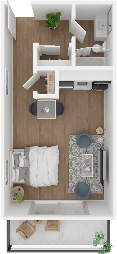 a floor plan of a studio apartment